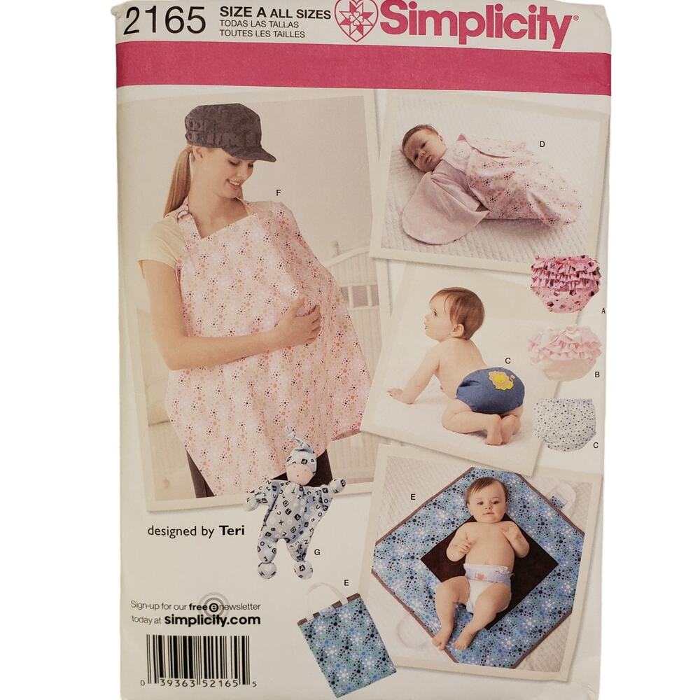 Simplicity Baby Sewing Pattern Diaper Cover Nursing Cover Swaddle Changing Mat